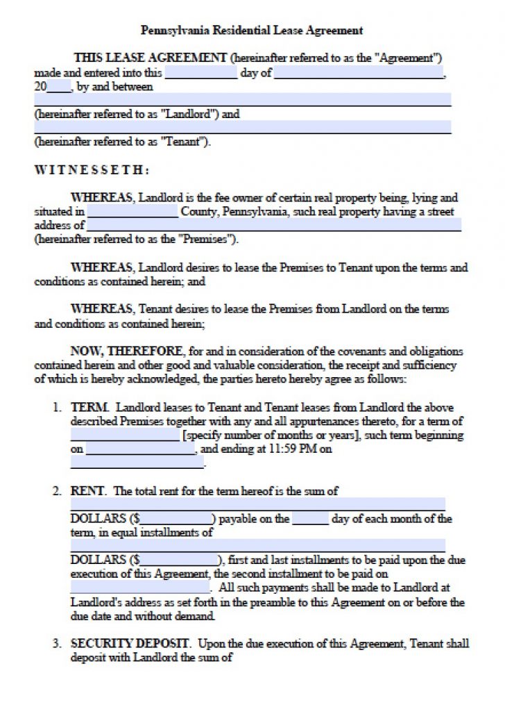 free-pennsylvania-standard-residential-lease-agreement-template-free