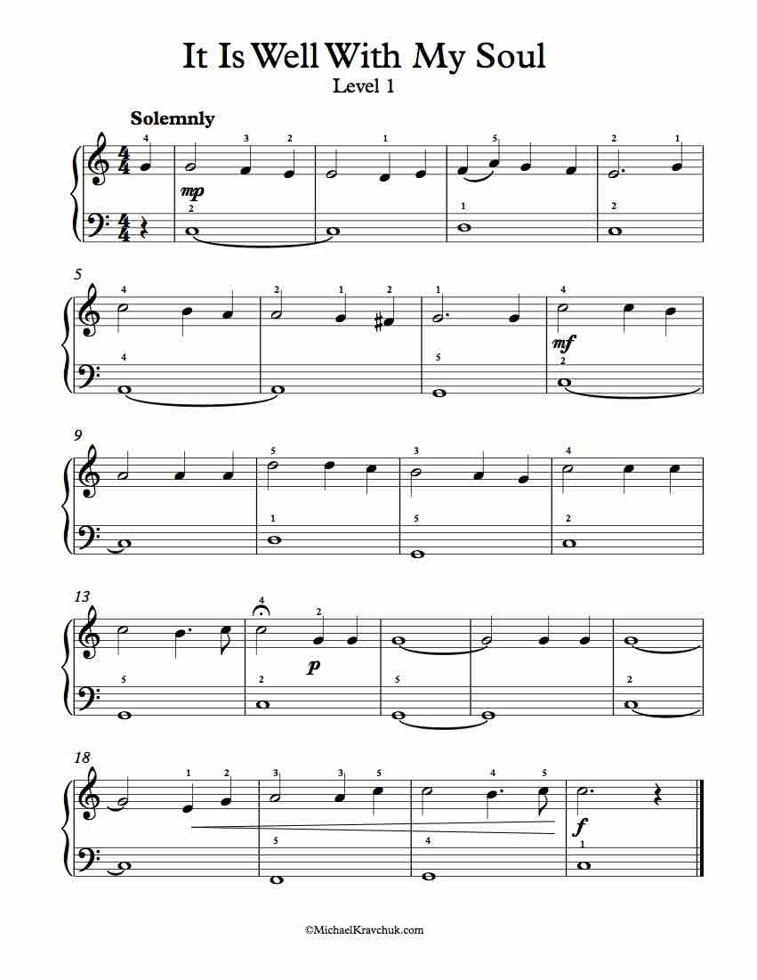 Free Piano Arrangement Sheet Music - It Is Well With My Soul - Free Printable Gospel Sheet Music For Piano