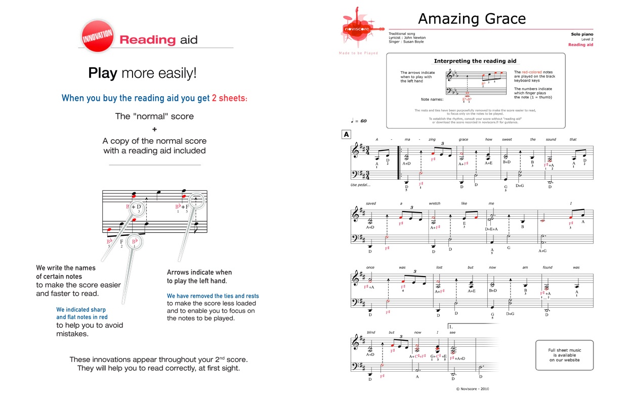 Free Piano Sheet Music Amazing Grace (Susan Boyle) | Noviscore Sheets - Free Printable Gospel Sheet Music For Piano
