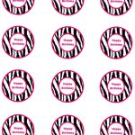Free Pink Zebra Birthday Party Food Cards Printables & Cupcake   Free Printable Barbie Cupcake Toppers