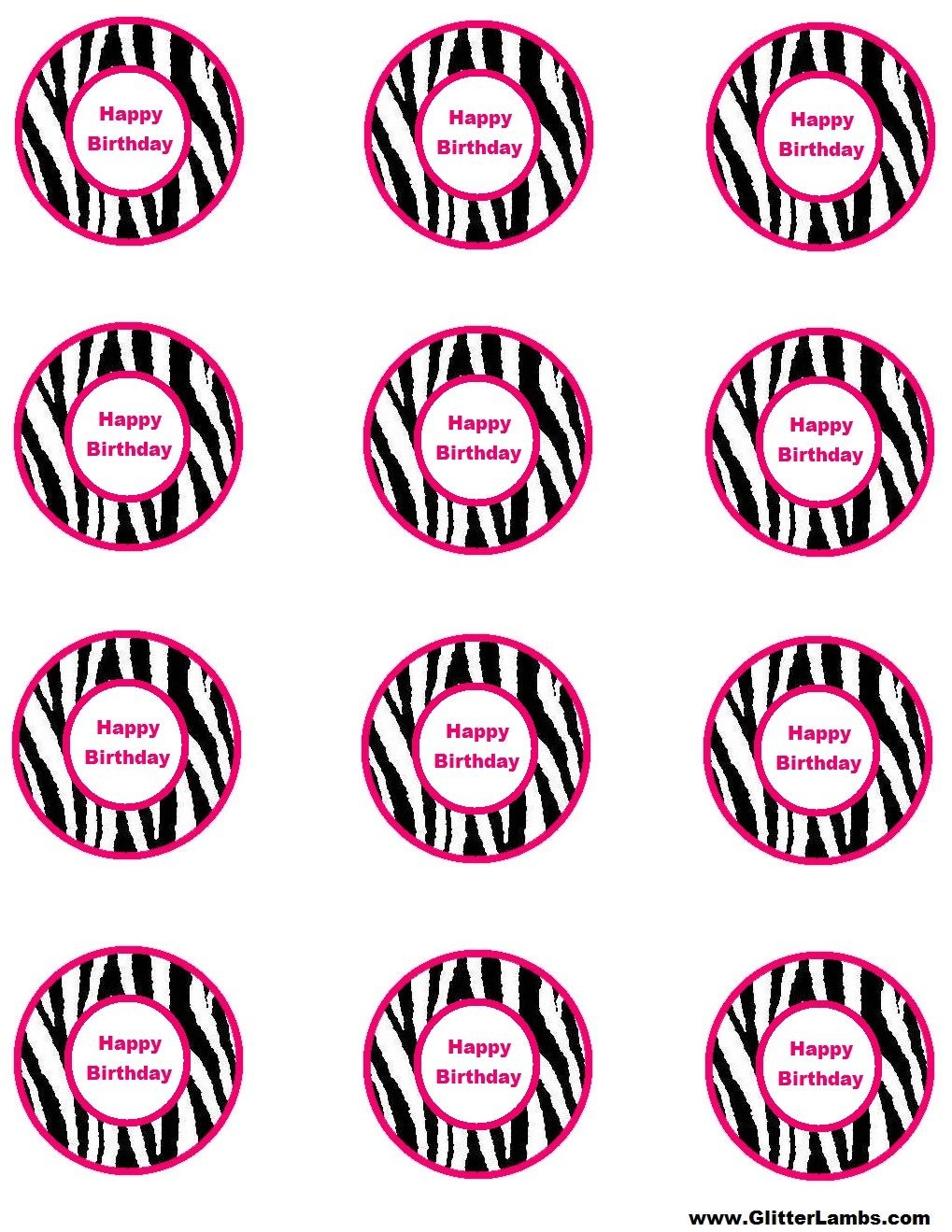 Free Pink Zebra Birthday Party Food Cards Printables &amp;amp; Cupcake - Free Printable Barbie Cupcake Toppers