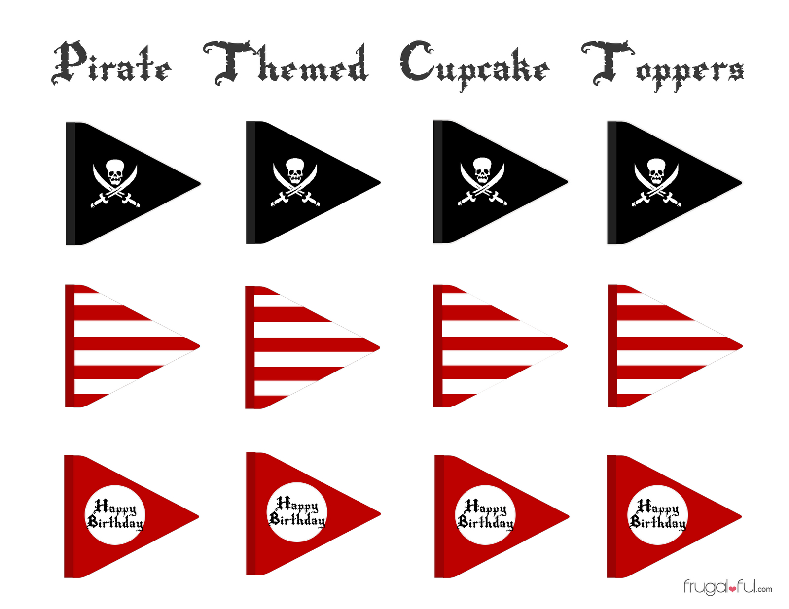 Free Pirate Cupcake Printable Toppers ~ Frugalful | Diy Pirates - Free Printable Pirate Cupcake Toppers