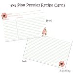 Free Printable 4X6 Pink Peonies Recipe Cards From The Birch Cottage   Free Printable Photo Cards 4X6