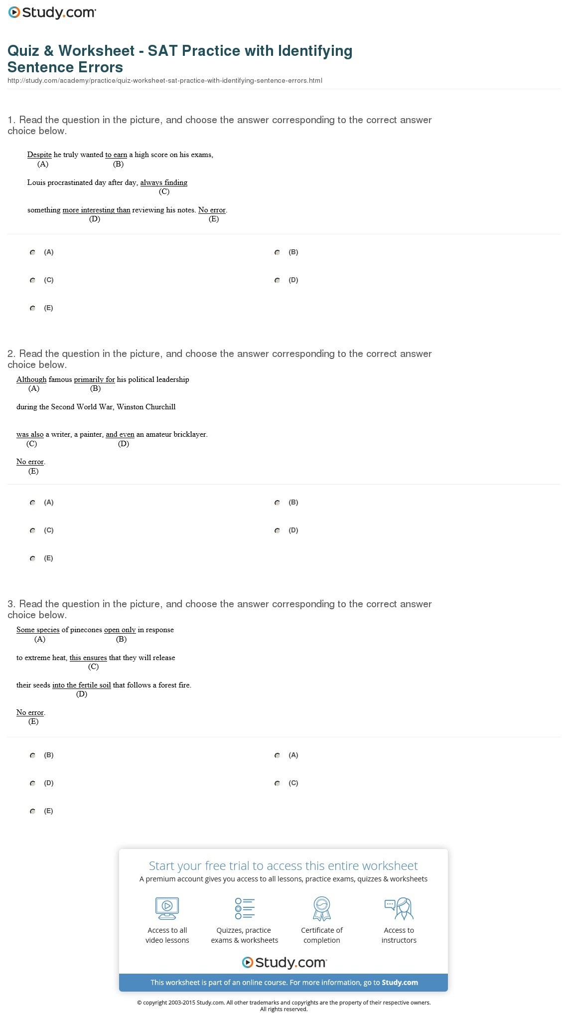 act math practice test printable