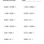 Free Printable Adding Decimals Worksheet For Sixth Grade   Free Printable Math Worksheets For 6Th Grade