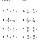 Free Printable Adding Fractions Worksheet For Fifth Grade   Free Printable Worksheets For 5Th Grade