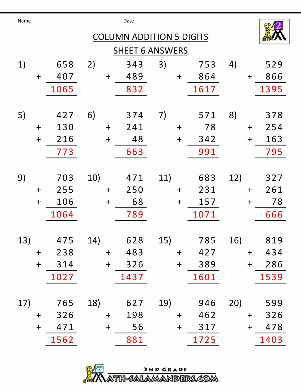 Free Printable Addition Worksheets 3 Digits - Free Printable Math Worksheets For Adults