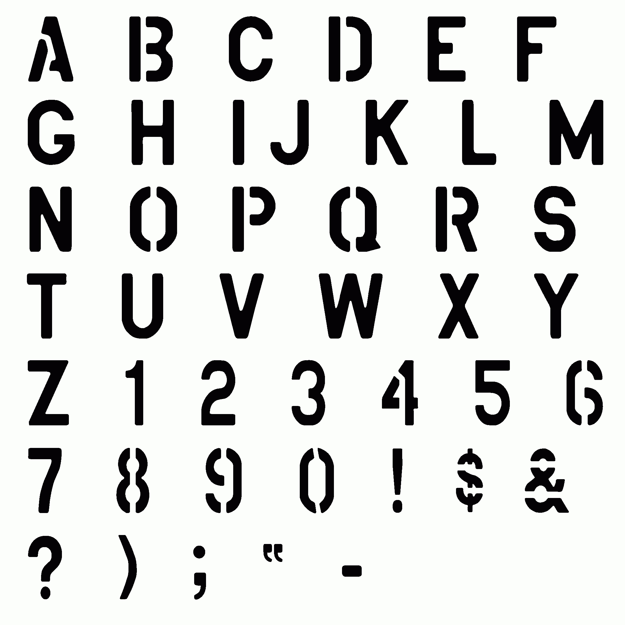 Stencil alphabet font