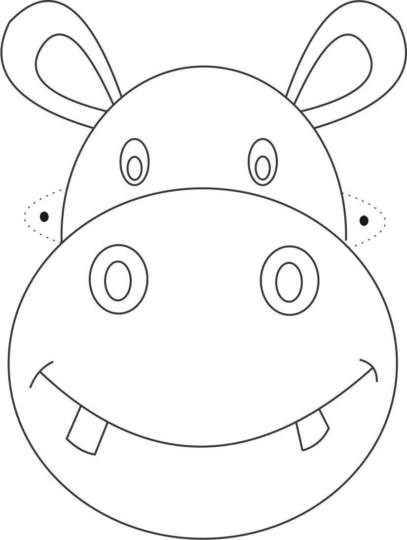 FaceMaskHippo2 Coloring Fun Cartoon Hippo, Mask Template, Lion