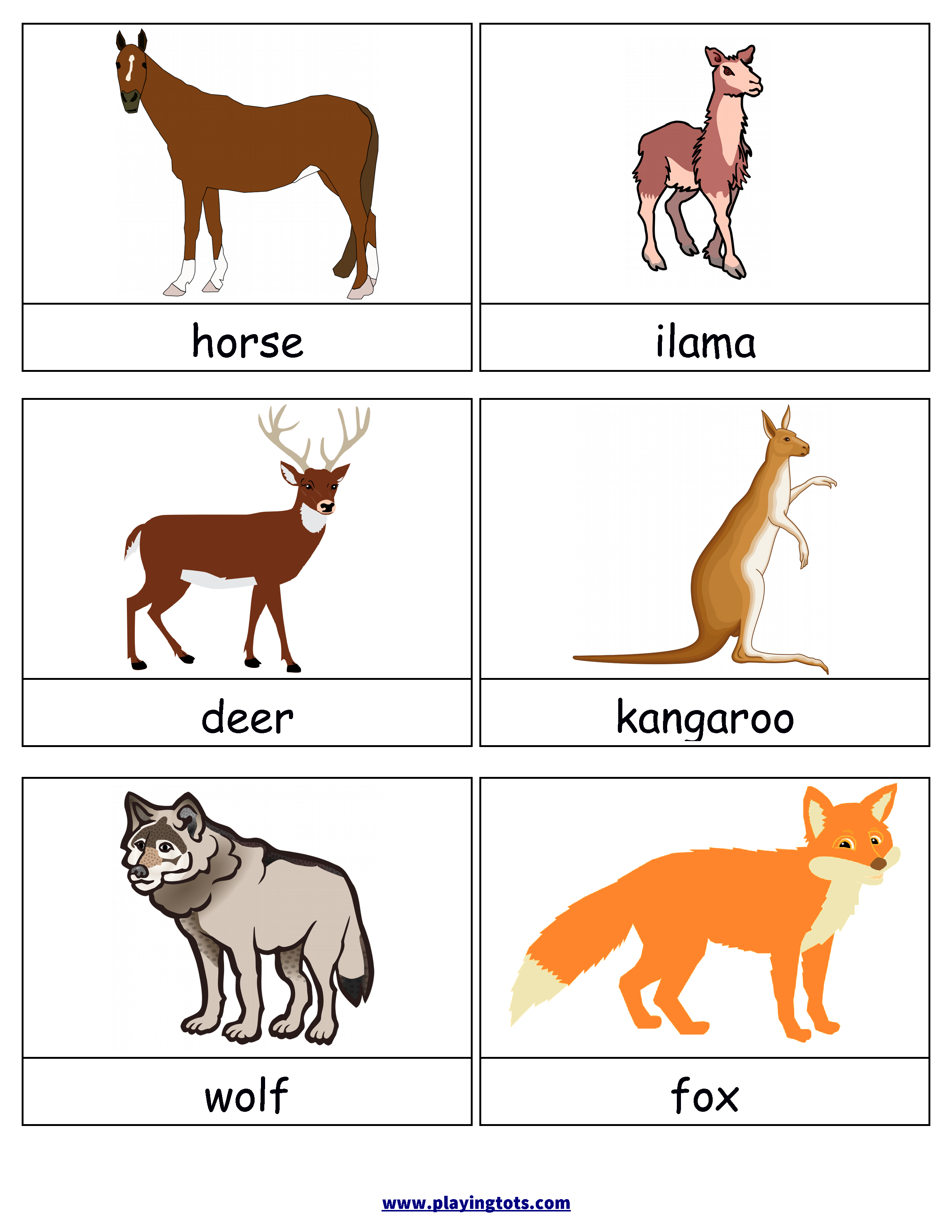 Free Printable Animals Flash Cards | Free Printable For Learning - Free Printable Animal Cards