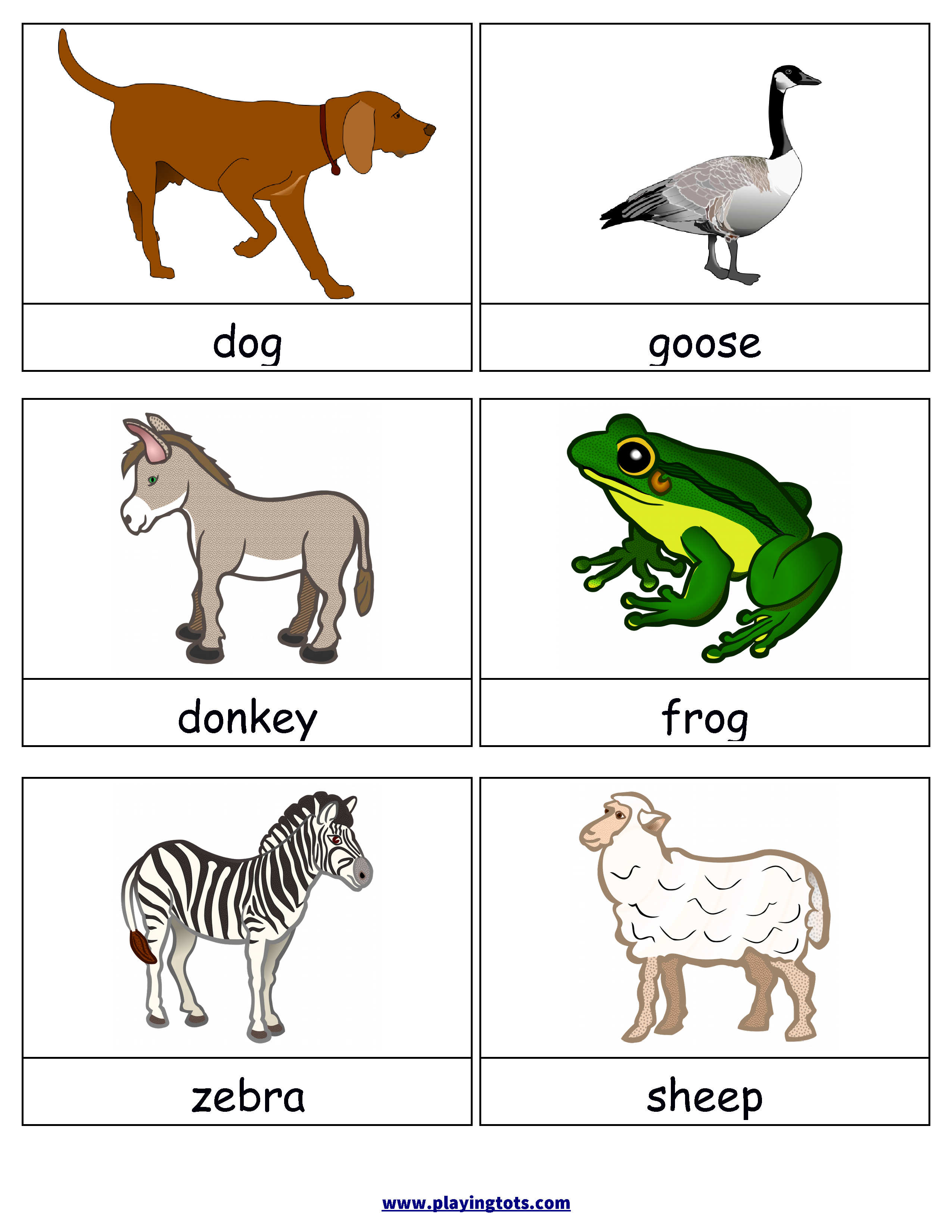 Free Printable Animals Flash Cards | Free Printable For Learning - Free Printable Animal Cards