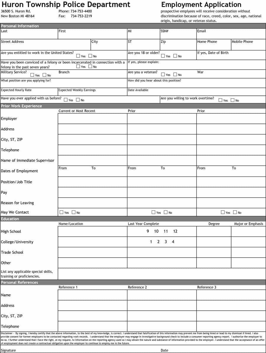 Free Printable Application For Employment Template | Writings And - Free Printable Job Application Template