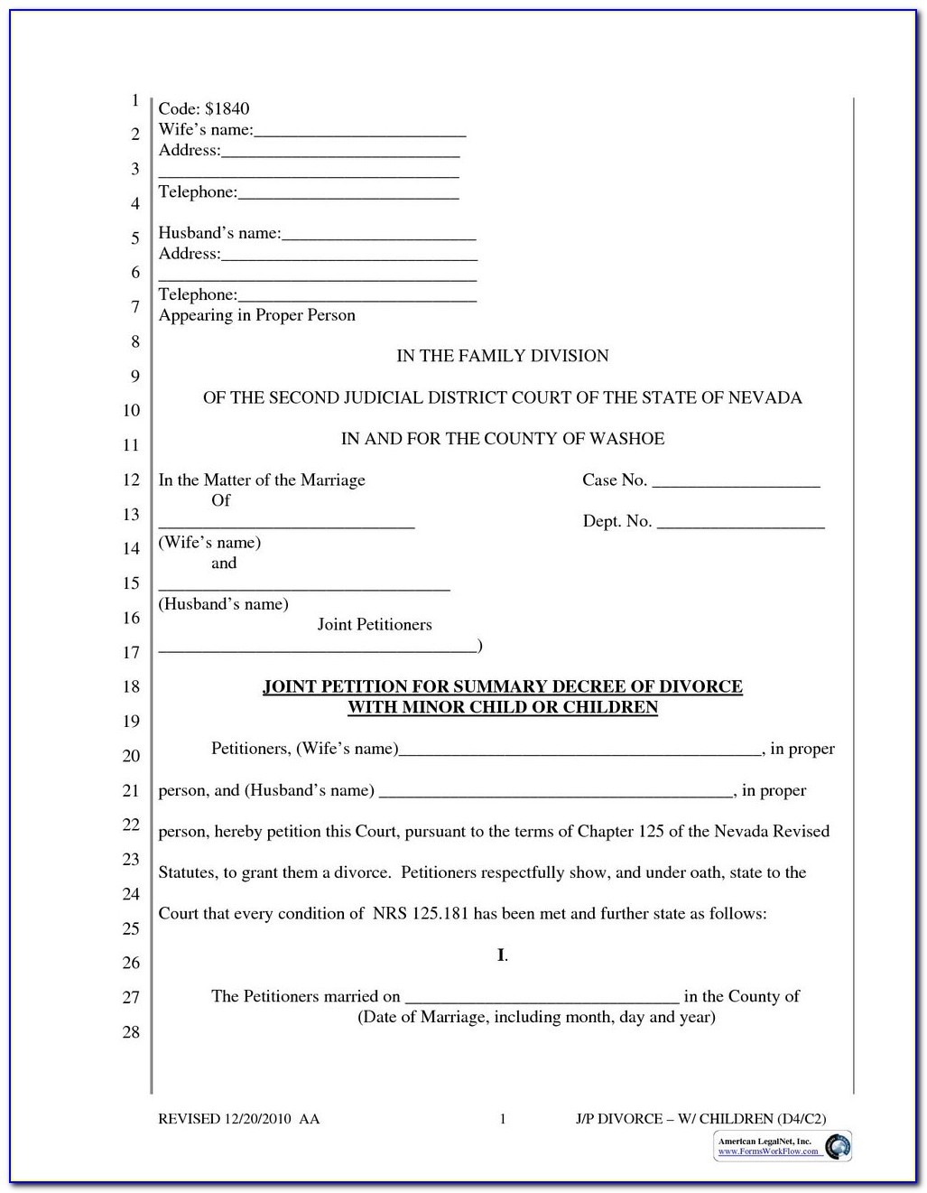 Free Printable Divorce Papers Arkansas 1073