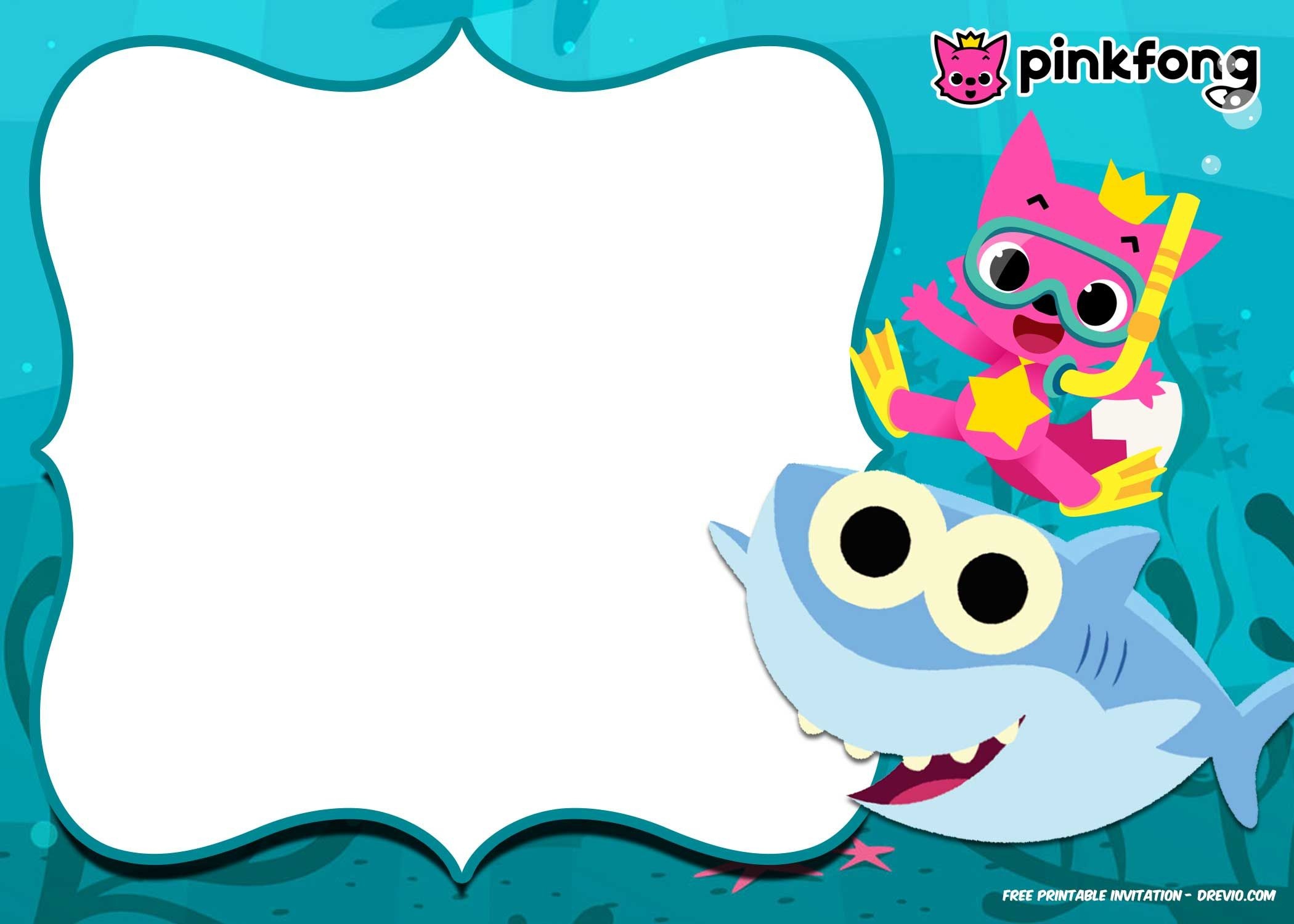 Free Printable Baby Shark Pinkfong Birthday Invitation Template - Shark Invitations Free Printable