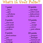 Free Printable Baby Shower Game Called What's In Your Purse? So Fun   Free Printable Baby Shower Games What's In Your Purse