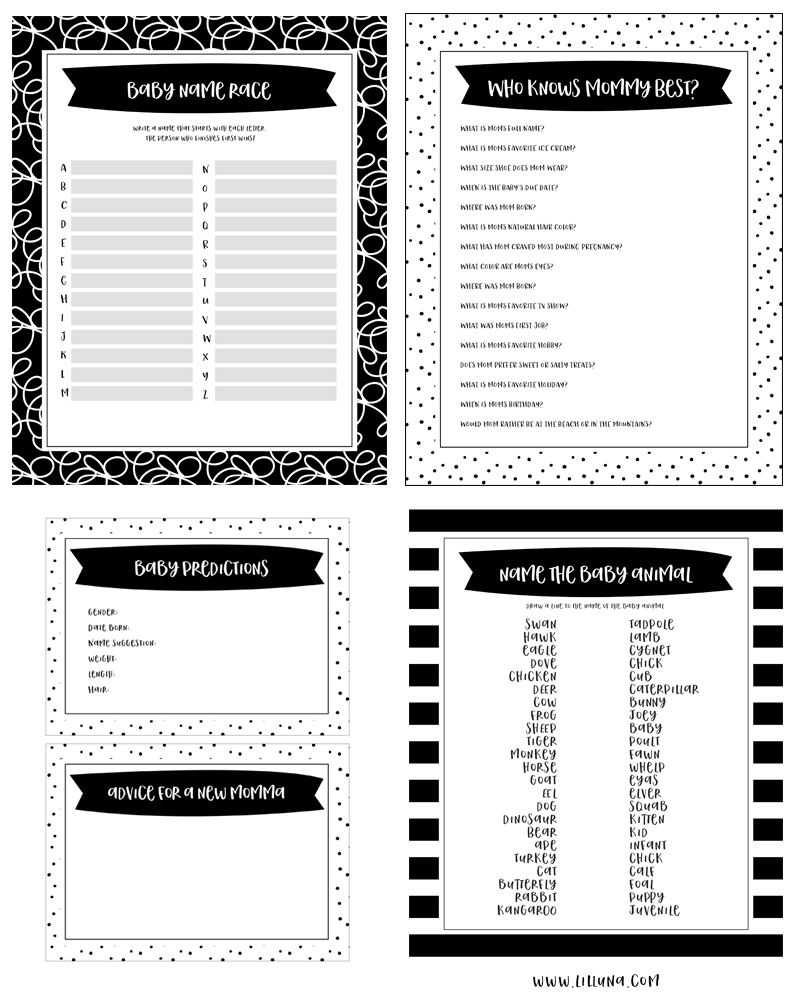 Free Printable Baby Shower Games - 5 Games (In 3 Colors!) | Lil&amp;#039; Luna - Free Printable Templates For Baby Shower Games