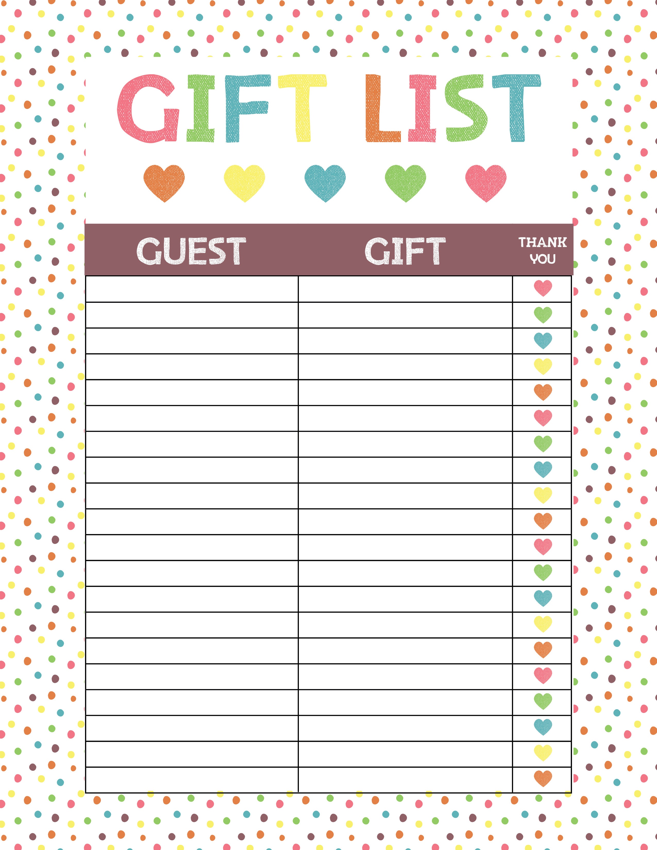 Free Printable Baby Shower Gift List • Glitter &amp;#039;n Spice - Free Printable Gift List