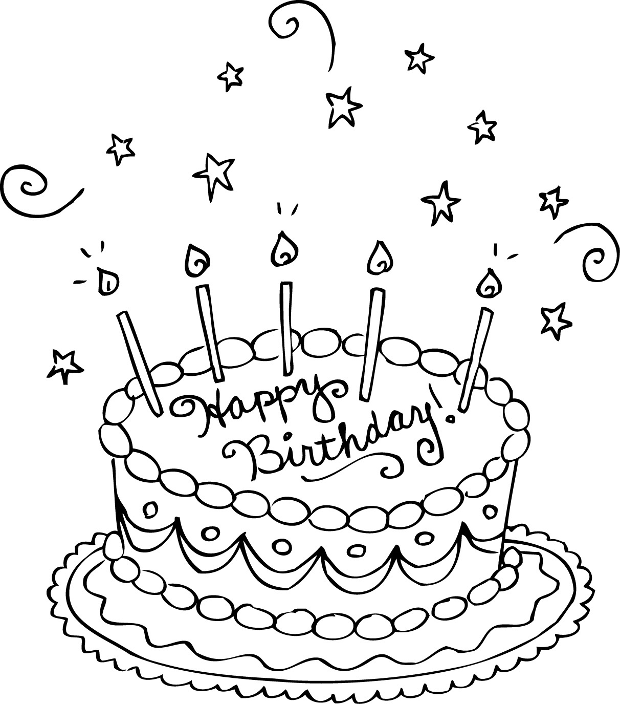 Free Printable Birthday Cake Coloring Pages For Kids - Free Printable Birthday Cake