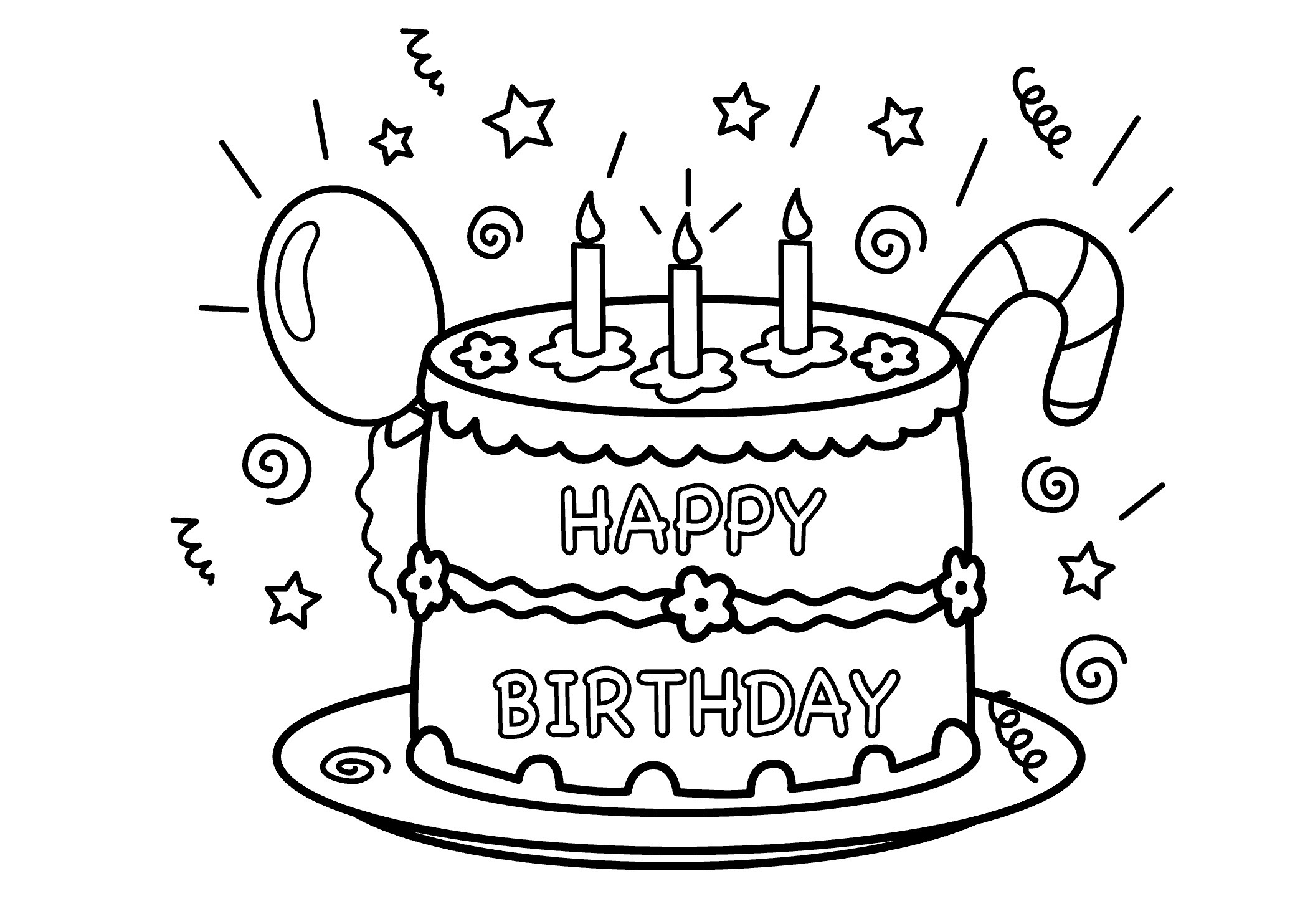Free Printable Birthday Cake Coloring Pages For Kids - Free Printable Birthday Cake