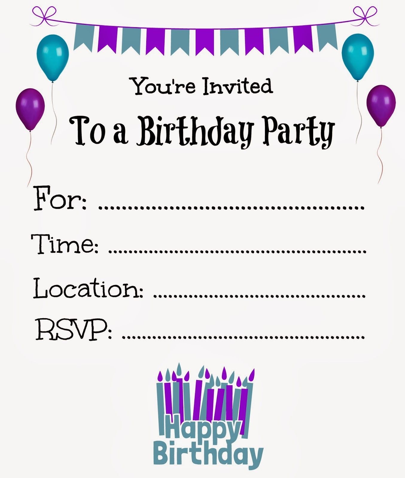 Free Printable Birthday Invitations For Kids #freeprintables - Make Your Own Birthday Party Invitations Free Printable