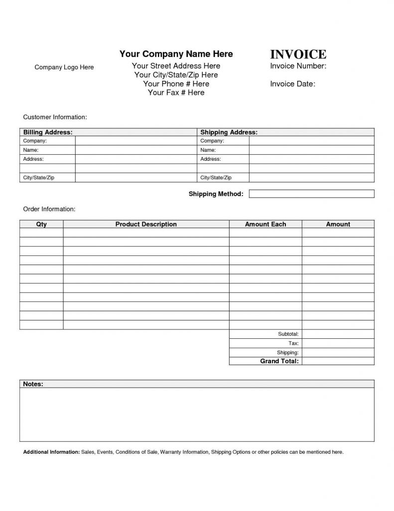 personal invoice template word