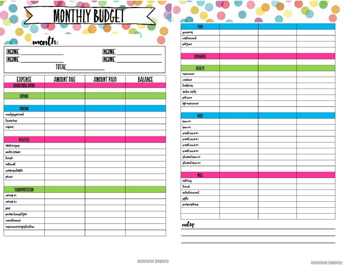 Free Printable Budget Planning Worksheets - Free Printable Budget Worksheets