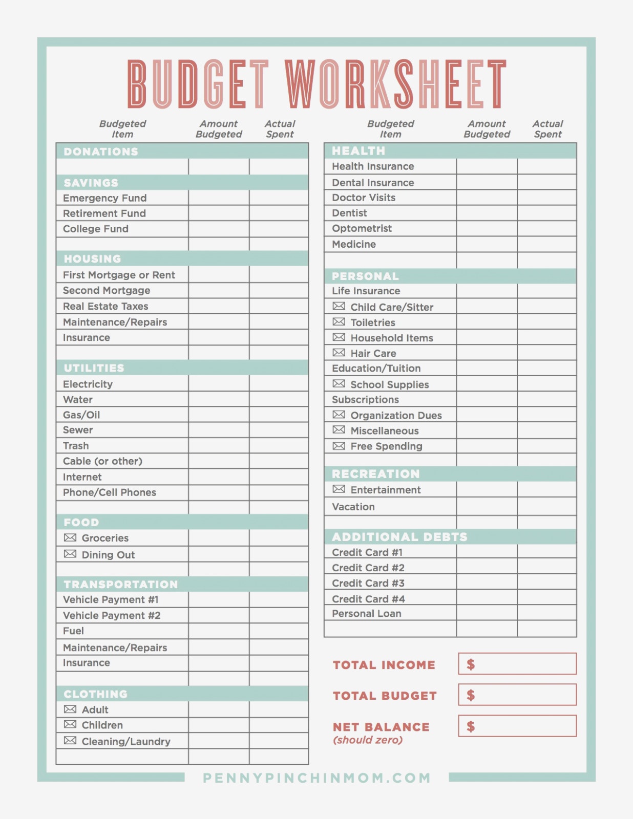 Free Printable Budget Worksheets Dave Ramsey Unique Bud Worksheet - Free Printable Budget Worksheets