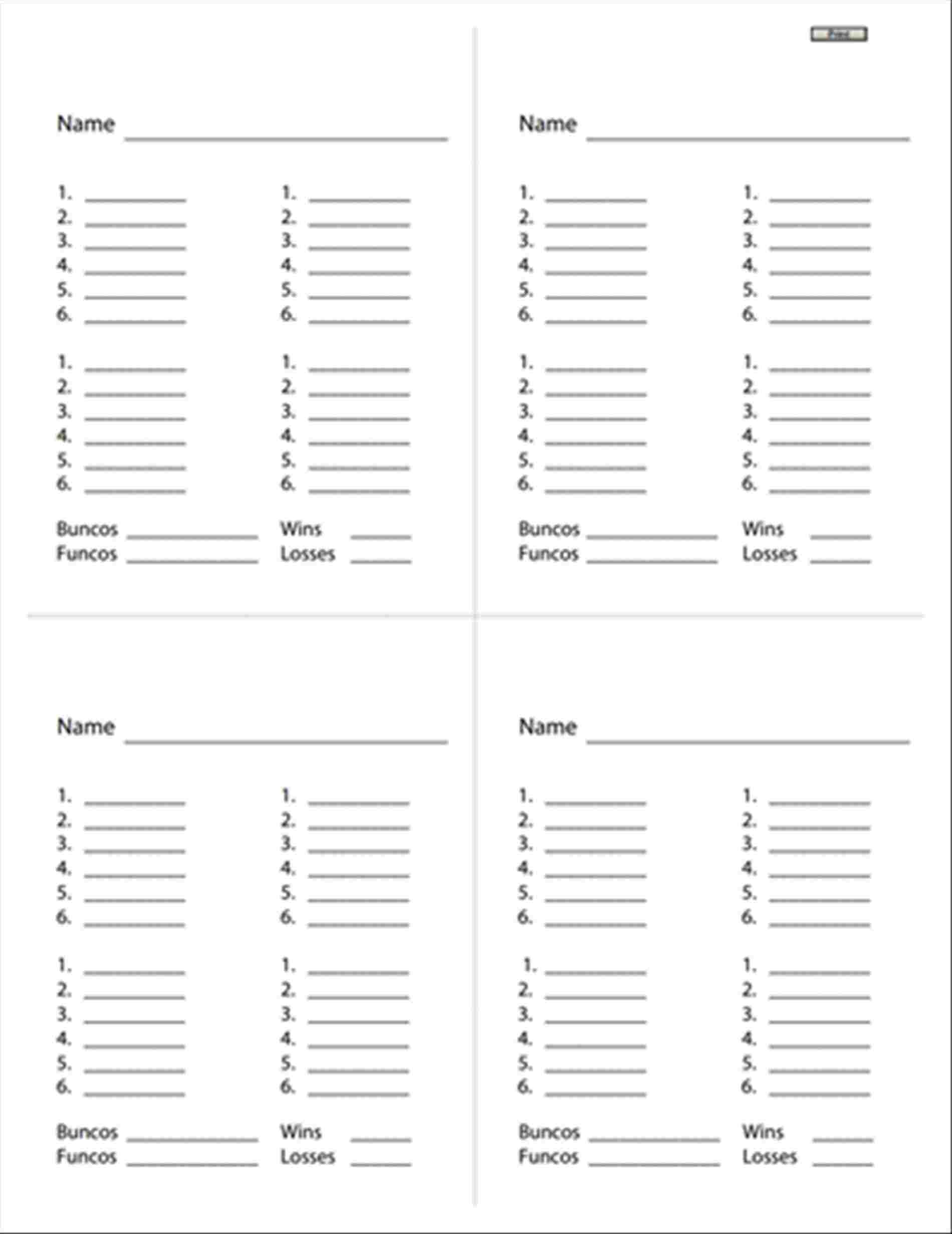 Free Printable Score Sheets For Bunco