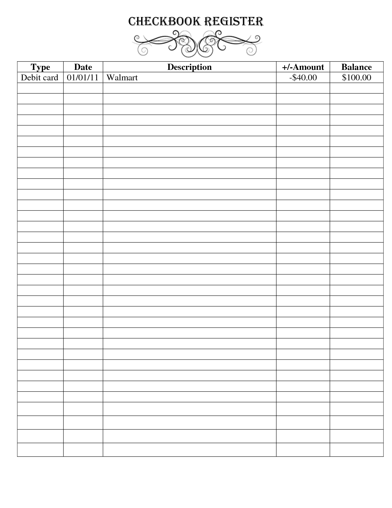 Free Printable Checkbook Register Templates … | Business | Check… - Free Printable Blank Checks
