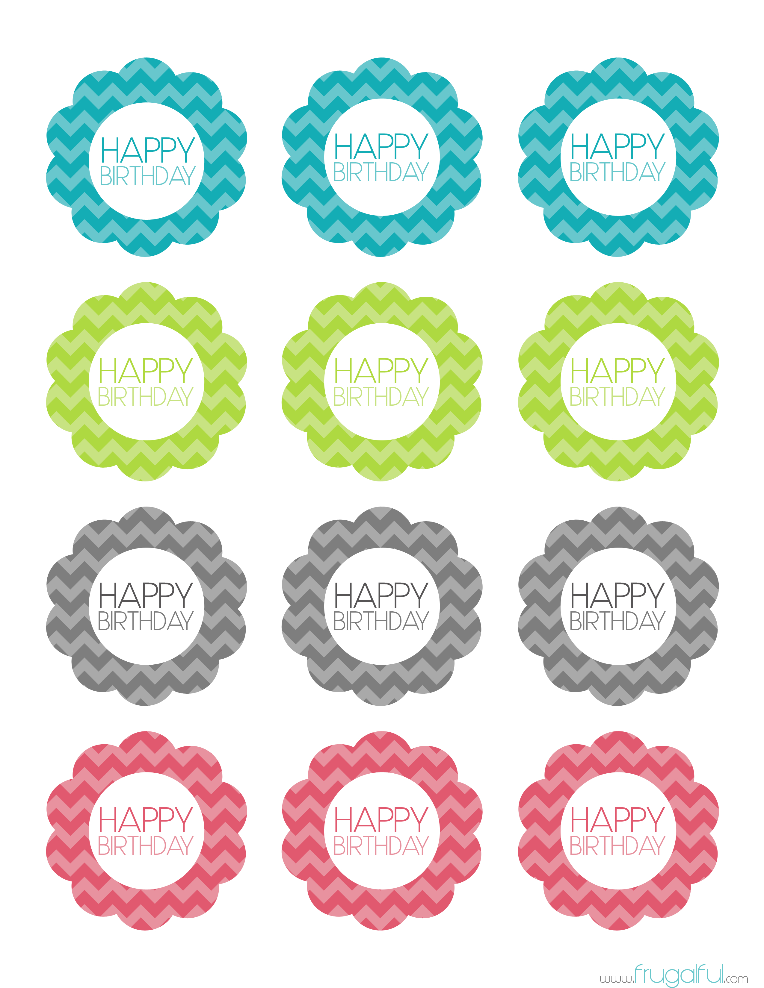 Free Printable Chevron Birthday Cupcake Topper | Frugalful | Par - Baptism Cupcake Toppers Printable Free