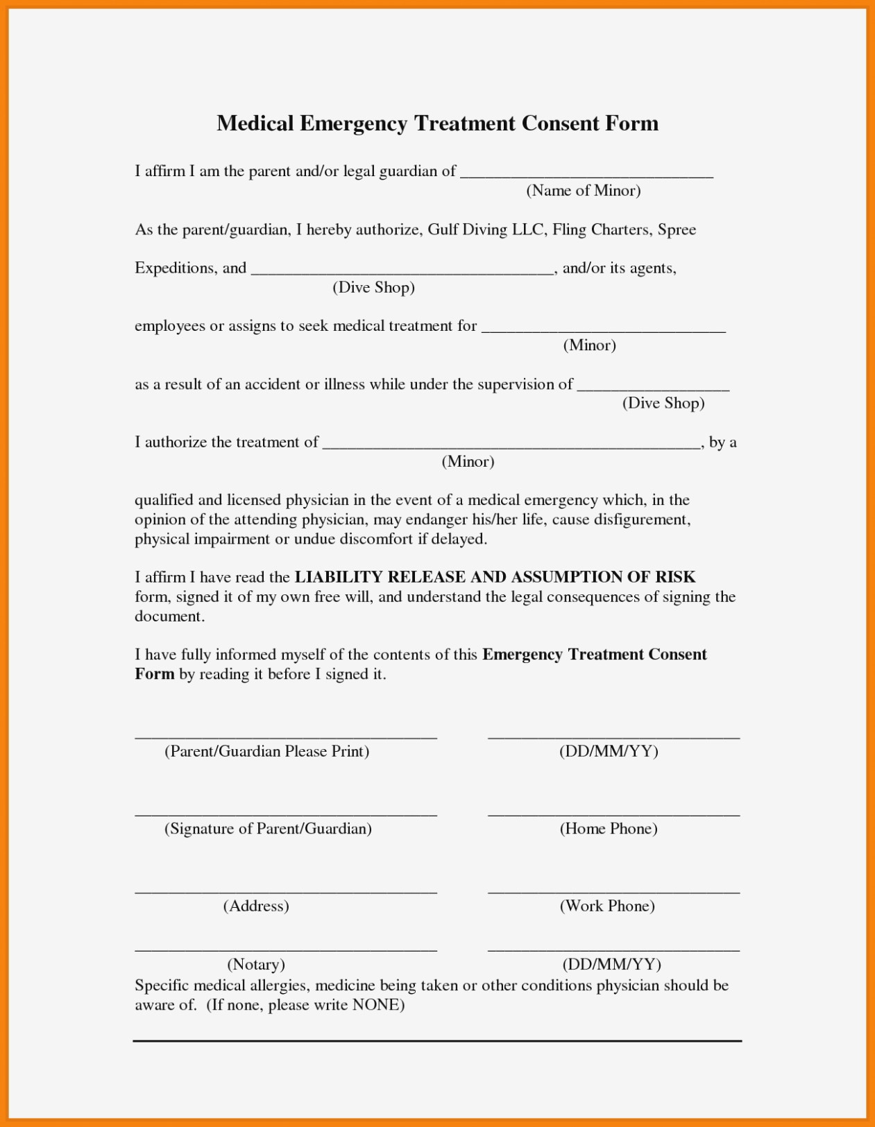 Free Printable Child Medical Consent Form For Grandparents | Resume - Free Printable Medical Consent Form