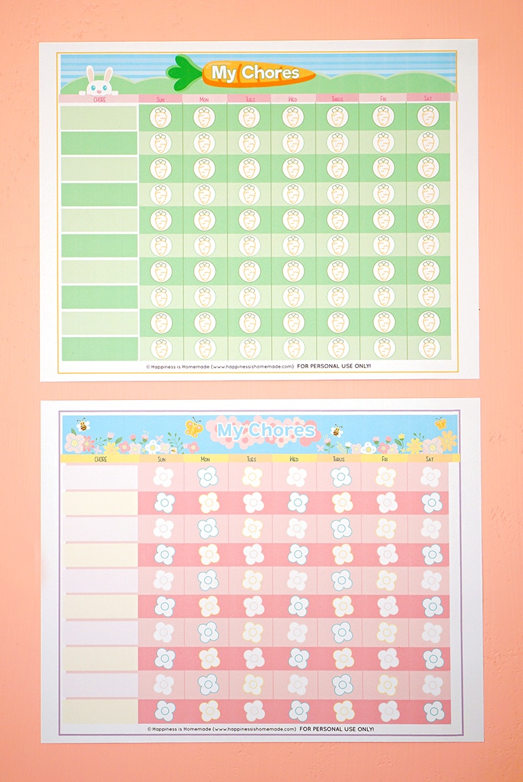Free Printable Chore Chart For Kids - Happiness Is Homemade - Free Printable Charts For Kids