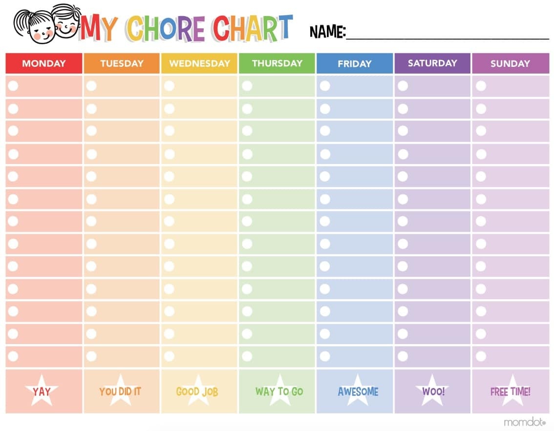 Free Printable Chore Chart - - Free Printable To Do Charts