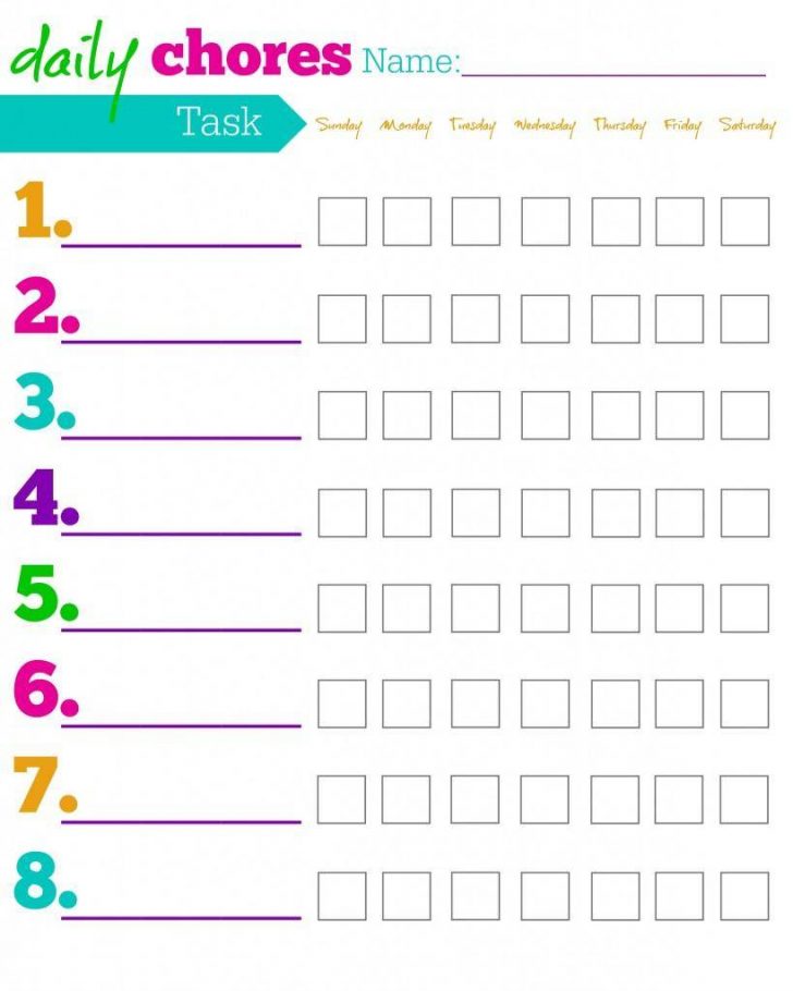 Free Printable Chore Charts For Kids With Pictures
