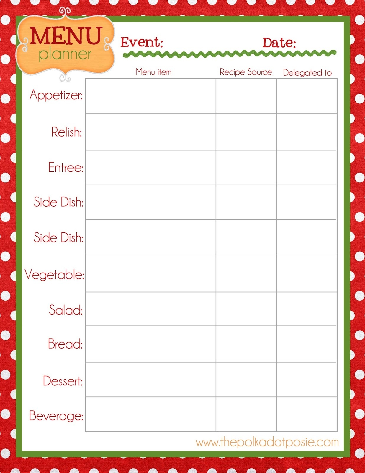 Free Printable Christmas Dinner Menu Template – Festival Collections - Free Printable Christmas Dinner Menu Template