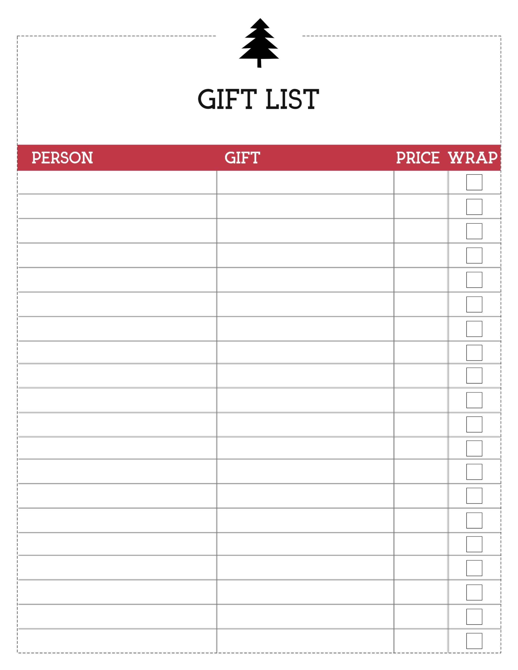 Free Printable Christmas List Template {Gift List} - Paper Trail Design - Free Printable Gift List