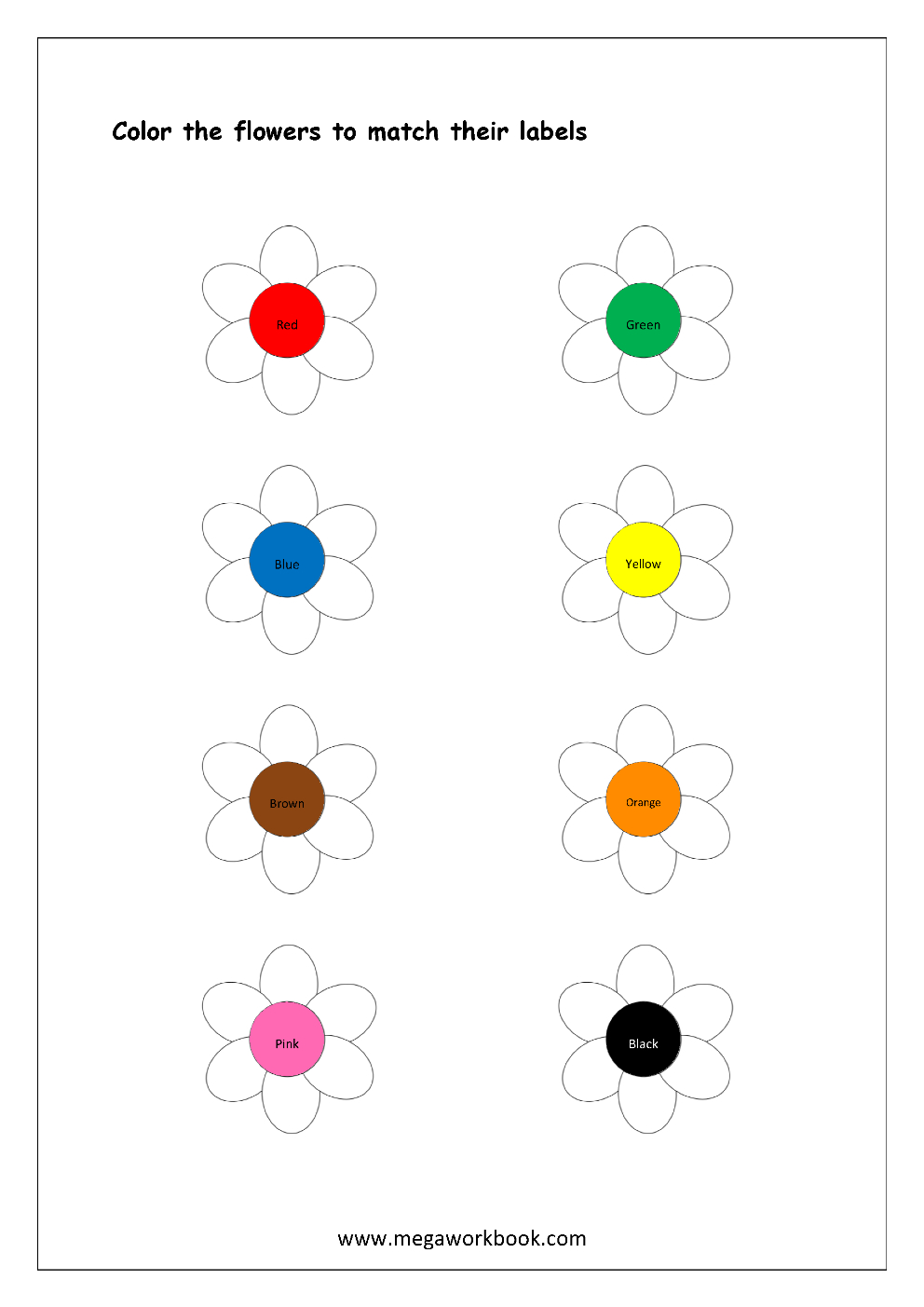 Free Printable Color Recognition Worksheets - Colormatching Hint - Color Recognition Worksheets Free Printable