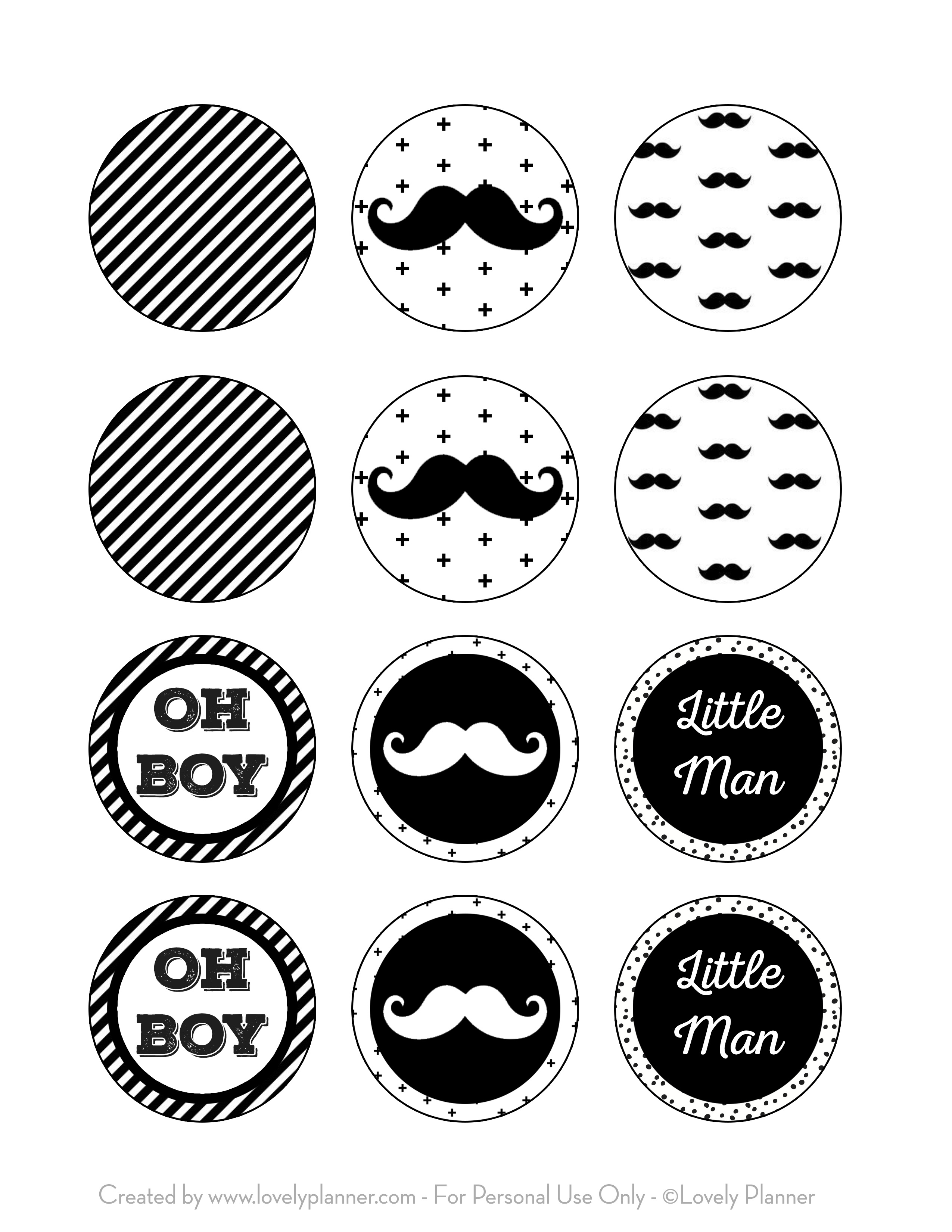 Free Printable Cupcake Toppers Mustache Party, Little Man Baby - Free Printable Mustache