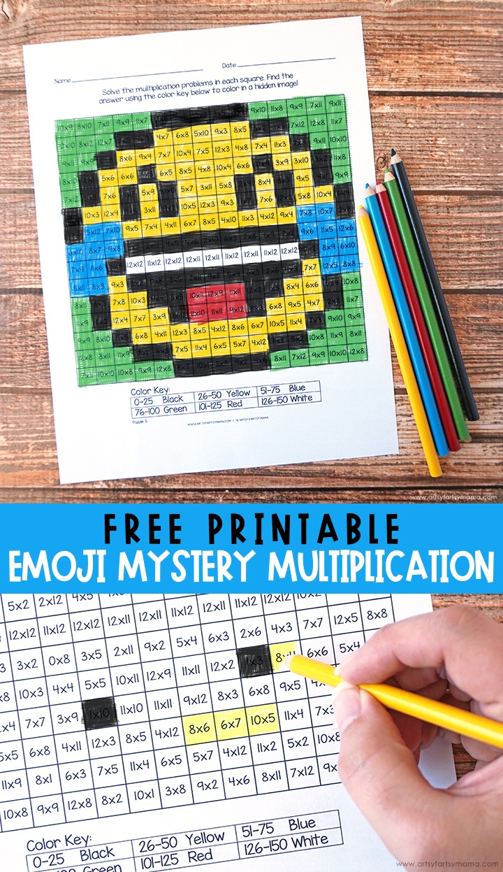 Free Printable Emoji Mystery Multiplication Worksheets | Artsy - Free Printable Math Mystery Picture Worksheets