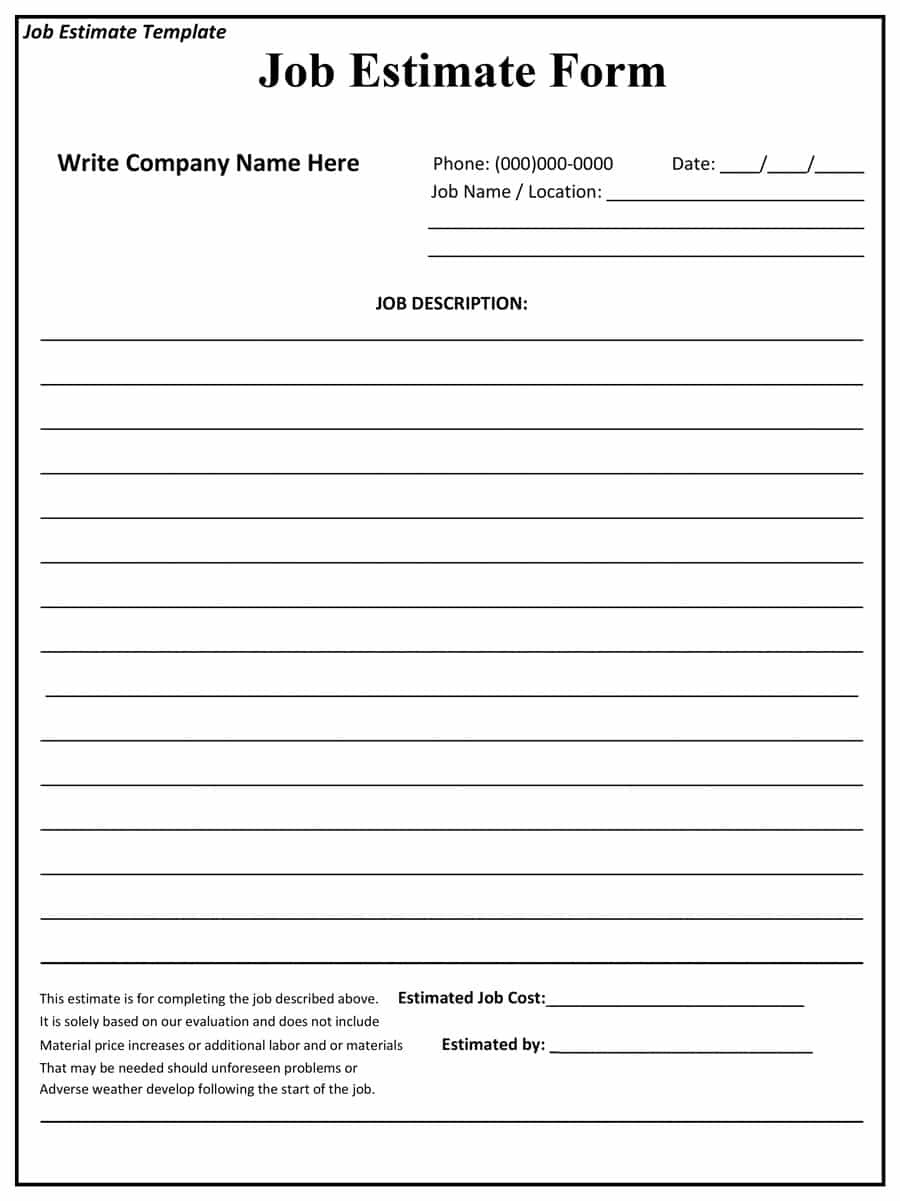 Free Printable Estimate Forms | Ellipsis - Free Printable Forms