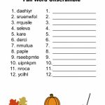 Free Printable   Fall Word Unscramble | Games For Senior Adults   Unscramble Word Games Printable Free