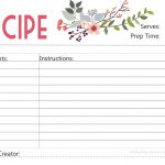 Free Printable : Floral Recipe Card   Free Printable Recipes