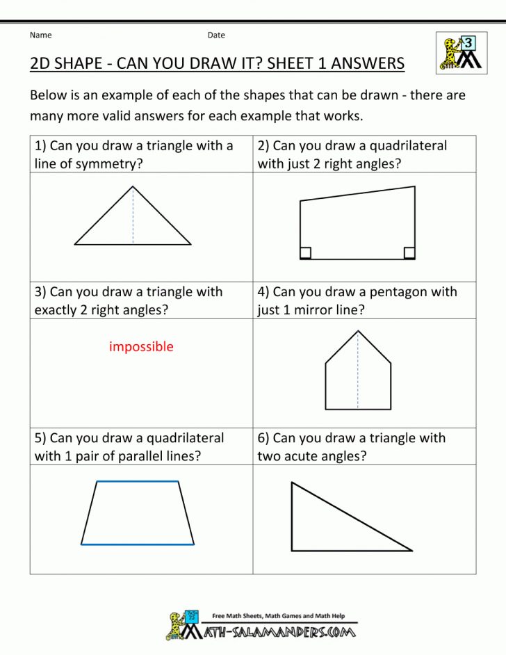 Free Printable Geometry Worksheets For 3Rd Grade