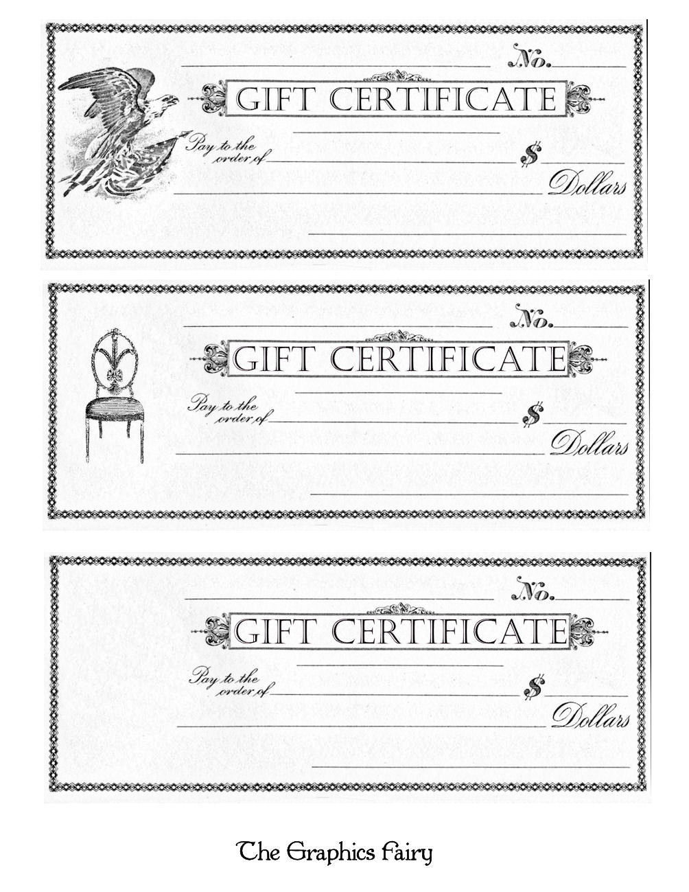 Free Printable - Gift Certificates - The Graphics Fairy - Free Printable Gift Cards