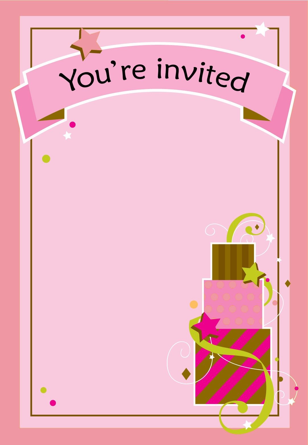 Free Printable Girl Fun Birthday Invitation | Cake &amp;amp; Cupcakes | Free - Free Printable Girl Birthday Invitations