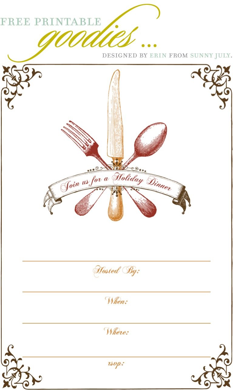 Free Printable Goodies - Sunny July | Holiday Thanksgiving | Dinner - Christmas Menu Printable Template Free