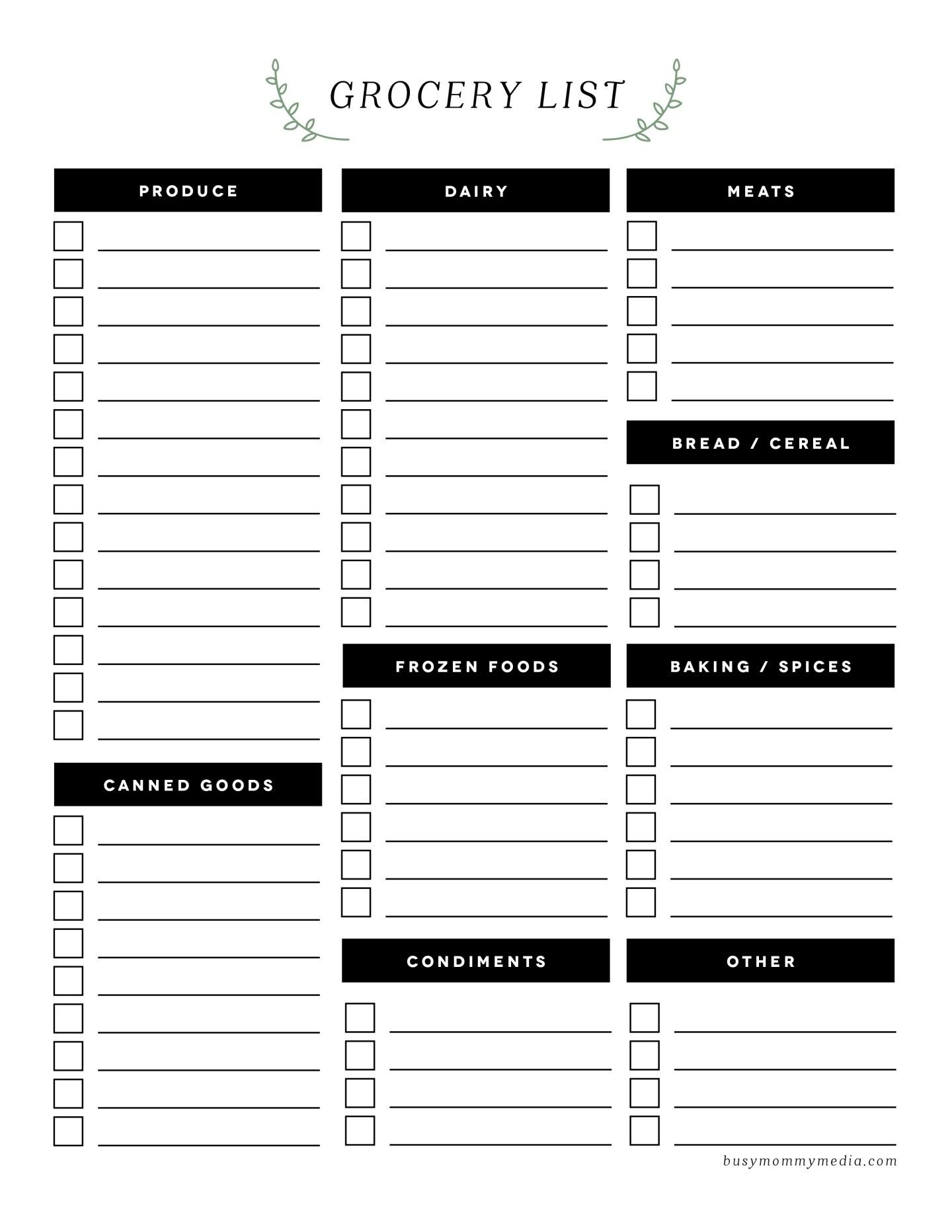 Free Printable Grocery List | Ogt Blogger Friends | Grocery List - Free Printable Shopping List