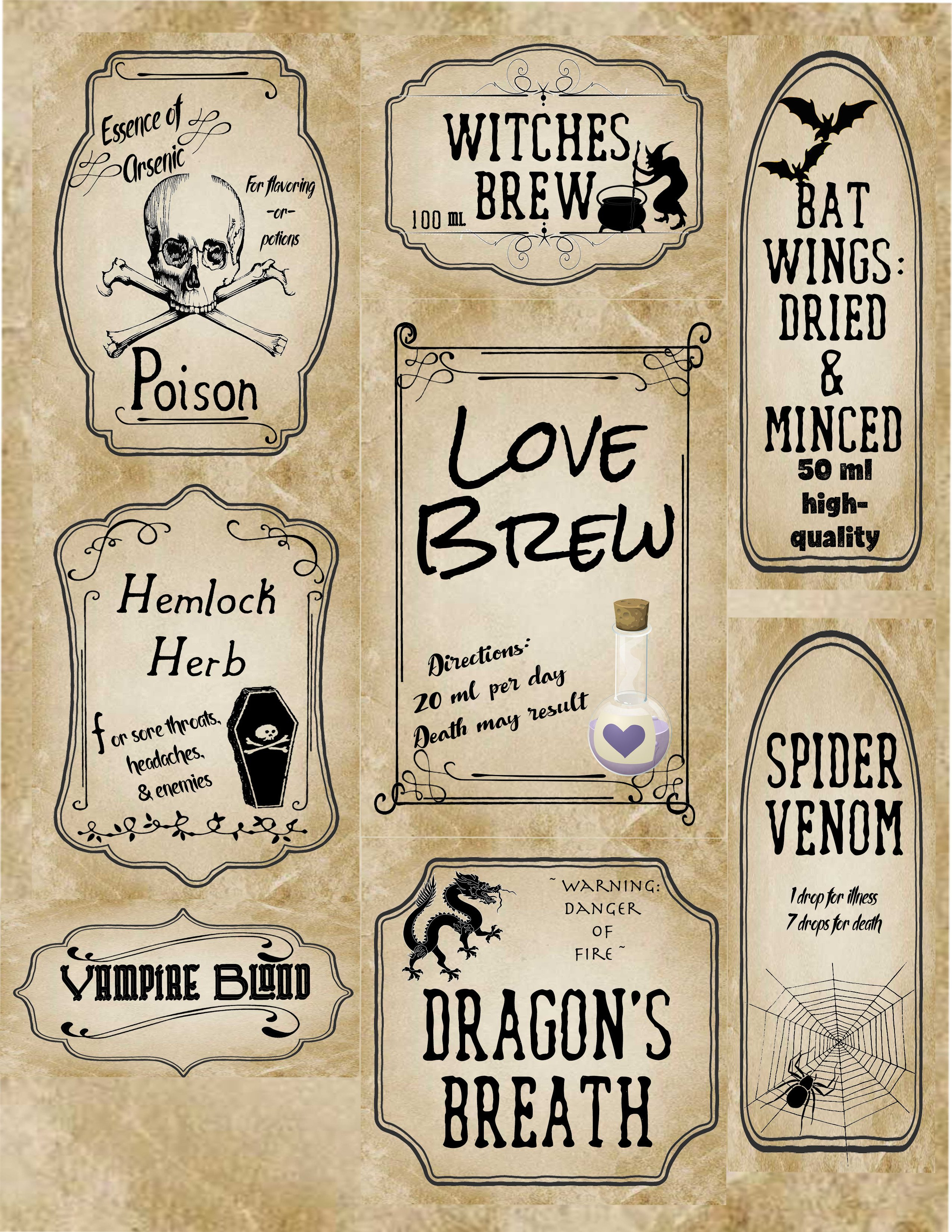 Free Printable Halloween Apothecary Labels: 16 Designs Plus Blanks! - Free Printable Potion Labels