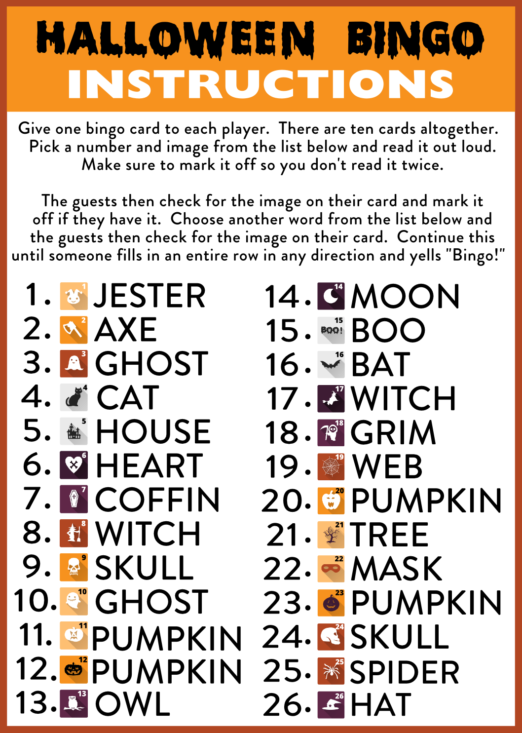 Free Printable Halloween Bingo Cards | Catch My Party - Free Printable Halloween Bingo