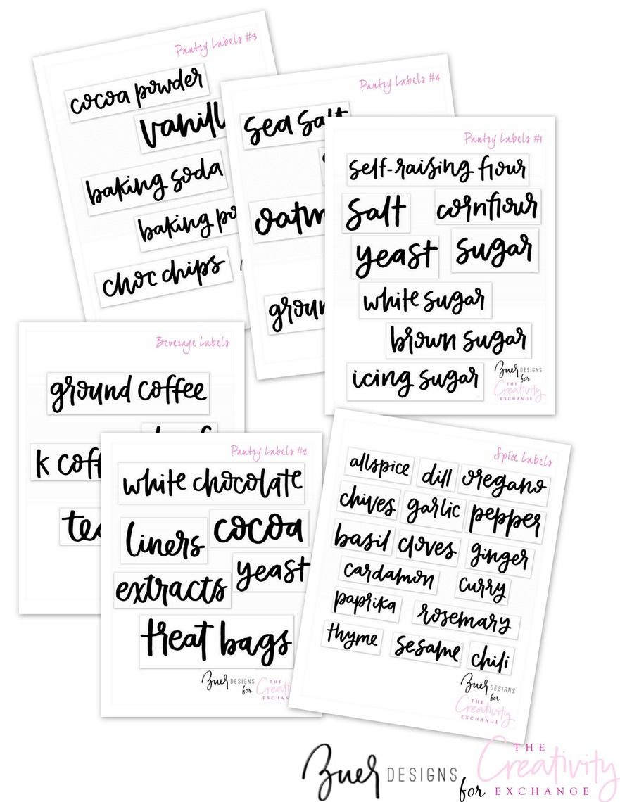 Free Printable Hand Lettered Pantry Labels. In 2019 | Pantry Storage - Free Printable Pantry Labels